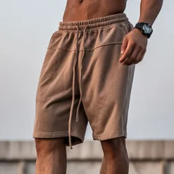 Men's Athletic Shorts Active Shorts Sweat Shorts Pocket Plain Comfort Breathable Outdoor Daily Going out 100% Cotton Fashion Casual Black Brown