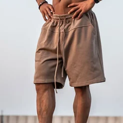 Men's Athletic Shorts Active Shorts Sweat Shorts Pocket Plain Comfort Breathable Outdoor Daily Going out 100% Cotton Fashion Casual Black Brown