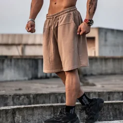 Men's Athletic Shorts Active Shorts Sweat Shorts Pocket Plain Comfort Breathable Outdoor Daily Going out 100% Cotton Fashion Casual Black Brown