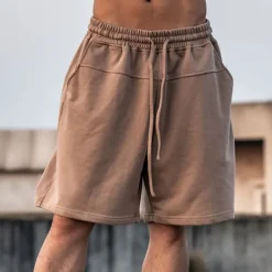 Men's Athletic Shorts Active Shorts Sweat Shorts Pocket Plain Comfort Breathable Outdoor Daily Going out 100% Cotton Fashion Casual Black Brown