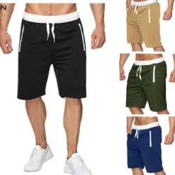 Men's Athletic Shorts Active Shorts Sweat Shorts Pocket Drawstring Solid Colored Comfort Wearable Knee Length Outdoor Daily Streetwear Casual Black Wine Micro-elastic