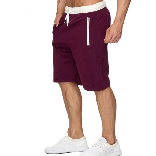 Men's Athletic Shorts Active Shorts Sweat Shorts Pocket Drawstring Solid Colored Comfort Wearable Knee Length Outdoor Daily Streetwear Casual Black Wine Micro-elastic