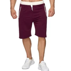 Men's Athletic Shorts Active Shorts Sweat Shorts Pocket Drawstring Solid Colored Comfort Wearable Knee Length Outdoor Daily Streetwear Casual Black Wine Micro-elastic