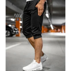 Men's Athletic Shorts Capri Pants Sweat Shorts Summer Shorts Pocket Drawstring Elastic Waist Plain Comfort Breathable Calf-Length Outdoor Sports Classic Casual Black Light Grey