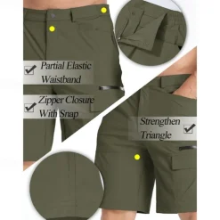 Men's Athletic Shorts Cargo Shorts Outdoor Shorts Hiking Shorts Buttons Pocket Plain Waterproof Breathable Short Outdoor Camping & Hiking Going out Sports Casual Black Green