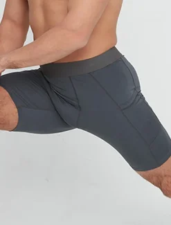 Men's Athletic Shorts Compression Shorts Running Shorts Gym Shorts Going out Weekend Breathable Quick Dry High Elasticity Elastic Waist with Phone Pocket Plain Short Gymnatics Activewear Wine Red