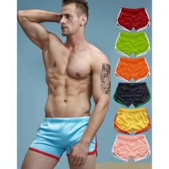 Men's Athletic Shorts Running Shorts Gym Shorts Mesh Shorts Mesh Elastic Waist Color Block Breathable Quick Dry Short Sports Fitness Running Sports Sporty Pink / pink Wine red / Winered Low Waist