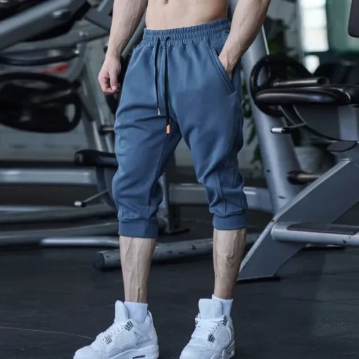 Men's Athletic Shorts Running Shorts Capri Pants Pocket Plain Comfort Breathable Fitness Running Gym Sports Athleisure Black Royal Blue