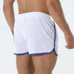 Men's Athletic Shorts Shorts Running Shorts Gym Shorts Mesh Shorts Pocket Drawstring Elastic Waist Patchwork Comfort Short Sports Outdoor Daily Going out Fashion Casual Black White Micro-elastic