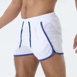 Men's Athletic Shorts Shorts Running Shorts Gym Shorts Mesh Shorts Pocket Drawstring Elastic Waist Patchwork Comfort Short Sports Outdoor Daily Going out Fashion Casual Black White Micro-elastic