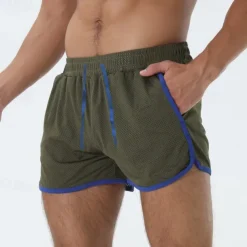 Men's Athletic Shorts Shorts Running Shorts Gym Shorts Mesh Shorts Pocket Drawstring Elastic Waist Patchwork Comfort Short Sports Outdoor Daily Going out Fashion Casual Black White Micro-elastic