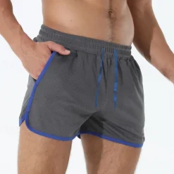 Men's Athletic Shorts Shorts Running Shorts Gym Shorts Mesh Shorts Pocket Drawstring Elastic Waist Patchwork Comfort Short Sports Outdoor Daily Going out Fashion Casual Black White Micro-elastic