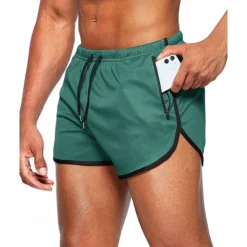 Men's Athletic Shorts Shorts Running Shorts Gym Shorts Sport Daily Quick Dry High Stretch Comfortable Pocket Drawstring Elastic Waist Plain Short Gymnatics Casual Activewear Wine Red Black