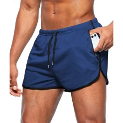 Men's Athletic Shorts Shorts Running Shorts Gym Shorts Sport Daily Quick Dry High Stretch Comfortable Pocket Drawstring Elastic Waist Plain Short Gymnatics Casual Activewear Wine Red Black