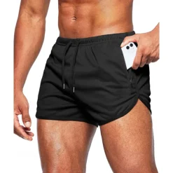 Men's Athletic Shorts Shorts Running Shorts Gym Shorts Sport Daily Quick Dry High Stretch Comfortable Pocket Drawstring Elastic Waist Plain Short Gymnatics Casual Activewear Wine Red Black