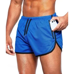 Men's Athletic Shorts Shorts Running Shorts Gym Shorts Sport Daily Quick Dry High Stretch Comfortable Pocket Drawstring Elastic Waist Plain Short Gymnatics Casual Activewear Wine Red Black