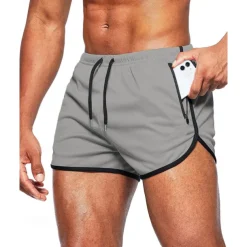 Men's Athletic Shorts Shorts Running Shorts Gym Shorts Sport Daily Quick Dry High Stretch Comfortable Pocket Drawstring Elastic Waist Plain Short Gymnatics Casual Activewear Wine Red Black