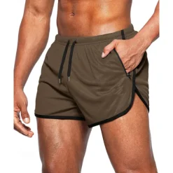 Men's Athletic Shorts Shorts Running Shorts Gym Shorts Sport Daily Quick Dry High Stretch Comfortable Pocket Drawstring Elastic Waist Plain Short Gymnatics Casual Activewear Wine Red Black