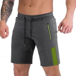 Men's Athletic Shorts Sweat Shorts Running Shorts Gym Shorts Zipper Pocket Reflective Strip Color Block Comfort Breathable Fitness Gym Sports Athleisure Black Blue
