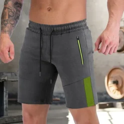 Men's Athletic Shorts Sweat Shorts Running Shorts Gym Shorts Zipper Pocket Reflective Strip Color Block Comfort Breathable Fitness Gym Sports Athleisure Black Blue