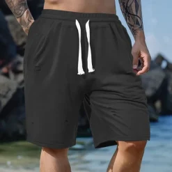 Men's Athletic Shorts Sweat Shorts Shorts Summer Shorts Pocket Drawstring Elastic Waist Plain Comfort Breathable Short Outdoor Sports Classic Casual Black Army Green