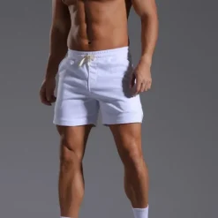 Men's Athletic Shorts Sweat Shorts Shorts Summer Shorts Pocket Drawstring Elastic Waist Plain Comfort Breathable Short Outdoor Sports Classic Casual Black White Micro-elastic