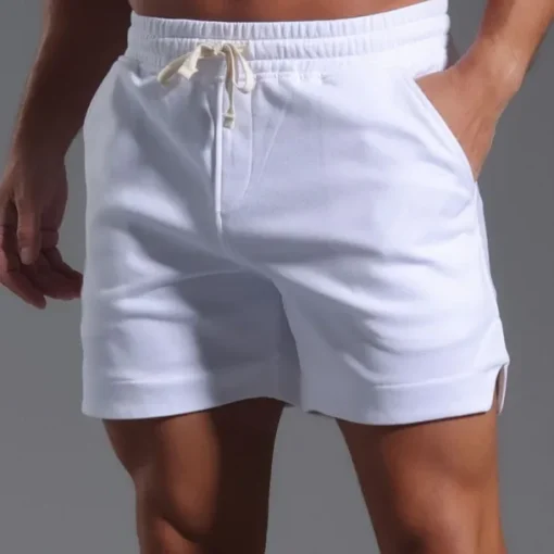 Men's Athletic Shorts Sweat Shorts Shorts Summer Shorts Pocket Drawstring Elastic Waist Plain Comfort Breathable Short Outdoor Sports Classic Casual Black White Micro-elastic