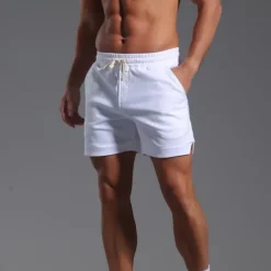 Men's Athletic Shorts Sweat Shorts Shorts Summer Shorts Pocket Drawstring Elastic Waist Plain Comfort Breathable Short Outdoor Sports Classic Casual Black White Micro-elastic