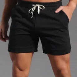 Men's Athletic Shorts Sweat Shorts Shorts Summer Shorts Pocket Drawstring Elastic Waist Plain Comfort Breathable Short Outdoor Sports Classic Casual Black White Micro-elastic