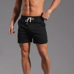 Men's Athletic Shorts Sweat Shorts Shorts Summer Shorts Pocket Drawstring Elastic Waist Plain Comfort Breathable Short Outdoor Sports Classic Casual Black White Micro-elastic