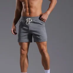 Men's Athletic Shorts Sweat Shorts Shorts Summer Shorts Pocket Drawstring Elastic Waist Plain Comfort Breathable Short Outdoor Sports Classic Casual Black White Micro-elastic