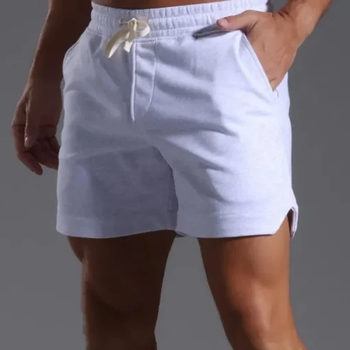 Men's Athletic Shorts Sweat Shorts Shorts Summer Shorts Pocket Drawstring Elastic Waist Plain Comfort Breathable Short Outdoor Sports Classic Casual Black White Micro-elastic