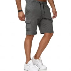 Men's Athletic Shorts Sweat Shorts Casual Shorts Drawstring Solid Colored Cycling Outdoor Knee Length Outdoor Leisure Sports Shorts Athleisure Black Blue Micro-elastic