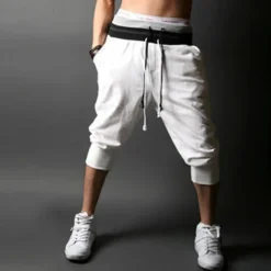 Men's Athletic Shorts Sweatpants Capri Pants Drawstring Color Block Comfort Breathable Casual Daily Streetwear Sports Fashion Black White Micro-elastic