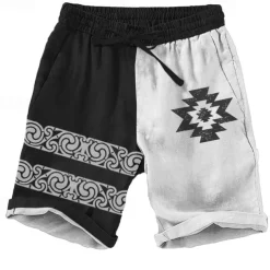 Men's Aztec Ethnic Shorts Beach Shorts Casual Shorts Mid Waist Vacation Streetwear Hawaiian Outdoor Casual Holiday Drawstring Side Pockets Designer Clothing Apparel