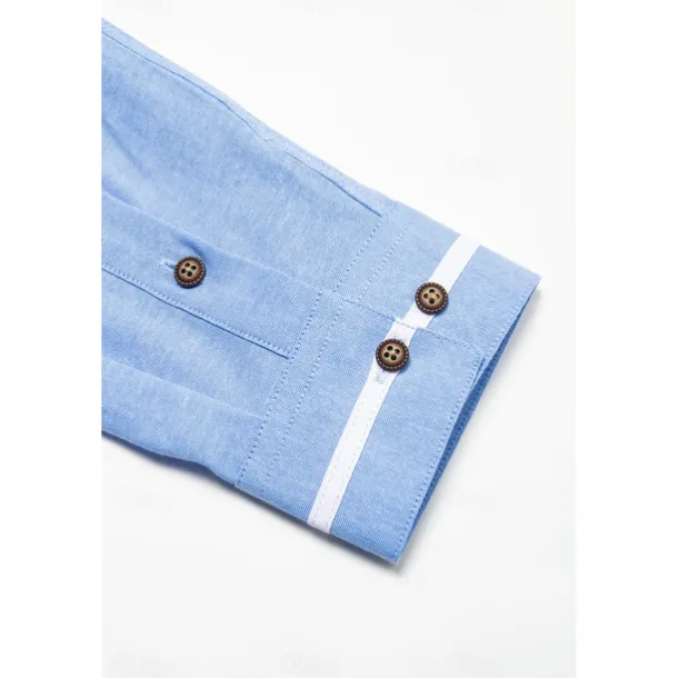 Men's Band Collar Shirt Dress Shirt Oxford Shirt Solid / Plain Color Wedding White Blue Gray Light Blue Long Sleeve Standing Collar Spring & Fall Clothing Apparel