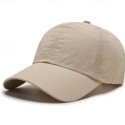 Men's Baseball Cap Sun Hat Trucker Hat White khaki Polyester Fashion Casual Street Daily Plain Adjustable Sunscreen Breathable