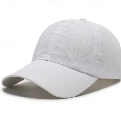 Men's Baseball Cap Sun Hat Trucker Hat White khaki Polyester Fashion Casual Street Daily Plain Adjustable Sunscreen Breathable