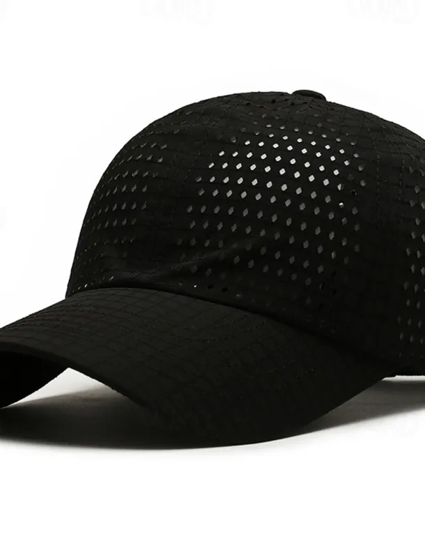 Men's Baseball Cap Sun Hat Trucker Hat Black White Polyester Fashion Casual Street Daily Plain Adjustable Sunscreen Breathable