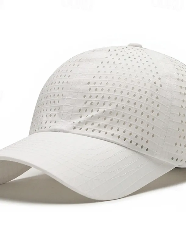 Men's Baseball Cap Sun Hat Trucker Hat Black White Polyester Fashion Casual Street Daily Plain Adjustable Sunscreen Breathable