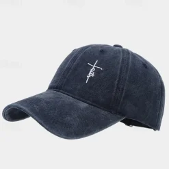 Men's Baseball Cap Sun Hat Trucker Hat Black White Cotton Embroidered Fashion Casual Daily Festival Cross Faith Sunscreen Breathable
