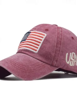 Men's Baseball Cap Sun Hat Trucker Hat Black Yellow Cotton Embroidered Fashion Casual Street Daily American US Flag Adjustable Sunscreen Breathable