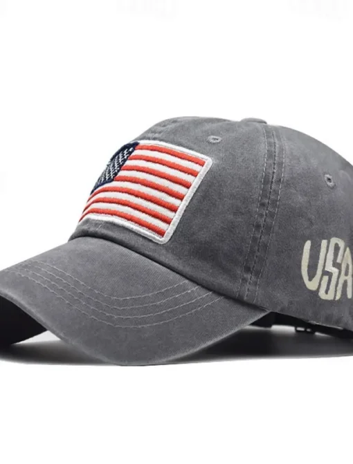 Men's Baseball Cap Sun Hat Trucker Hat Black Yellow Cotton Embroidered Fashion Casual Street Daily American US Flag Adjustable Sunscreen Breathable