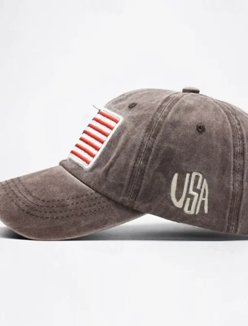Men's Baseball Cap Sun Hat Trucker Hat Black Yellow Cotton Embroidered Fashion Casual Street Daily American US Flag Adjustable Sunscreen Breathable
