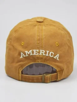 Men's Baseball Cap Sun Hat Trucker Hat Black Yellow Cotton Embroidered Fashion Casual Street Daily American US Flag Adjustable Sunscreen Breathable