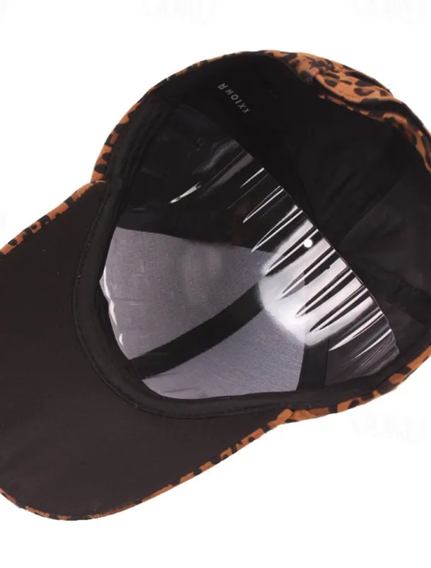 Men's Baseball Cap White Brown Cotton Print Streetwear Stylish Casual Daily Outdoor clothing Holiday Cheetah Print Zebra Print Sunscreen