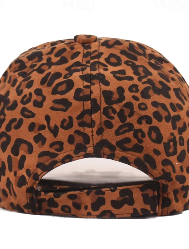 Men's Baseball Cap White Brown Cotton Print Streetwear Stylish Casual Daily Outdoor clothing Holiday Cheetah Print Zebra Print Sunscreen