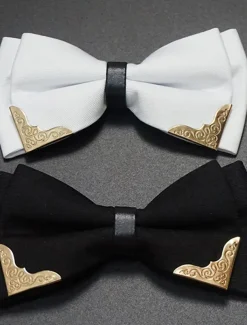 Men's Basic Bow Tie Color Block Black White