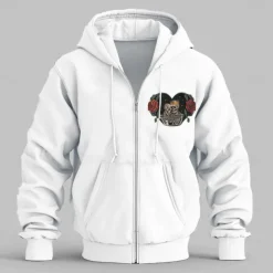 Men's Basic Sporty Basic Rose Skull Black White Carnival Performance Party Hooded Fall Winter Clothing Apparel Designer Other Prints S M L