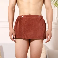 Men's Bath Towel Wearable and Wrapable Soft and Absorbent Extra-large Size Bathrobe-style Home-use Short Towel